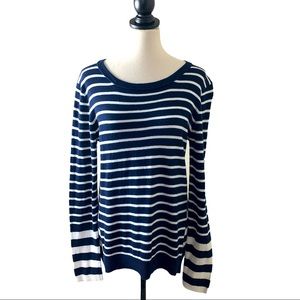 Express Navy Blue Stripe Crew Sweater Top